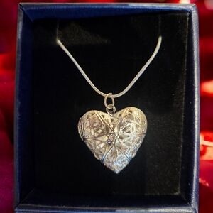 Heart Photo Locket 16" Silver Toned Necklace